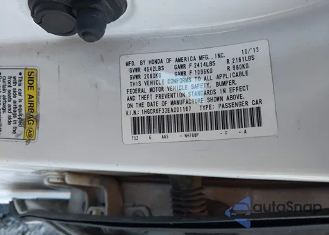2014 Honda Accord Hybrid z USA, uszkodzony, nr VIN 1HGCR6F33EA001167